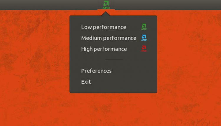 screenshot of Slimbook AMD Controller indicator applet
