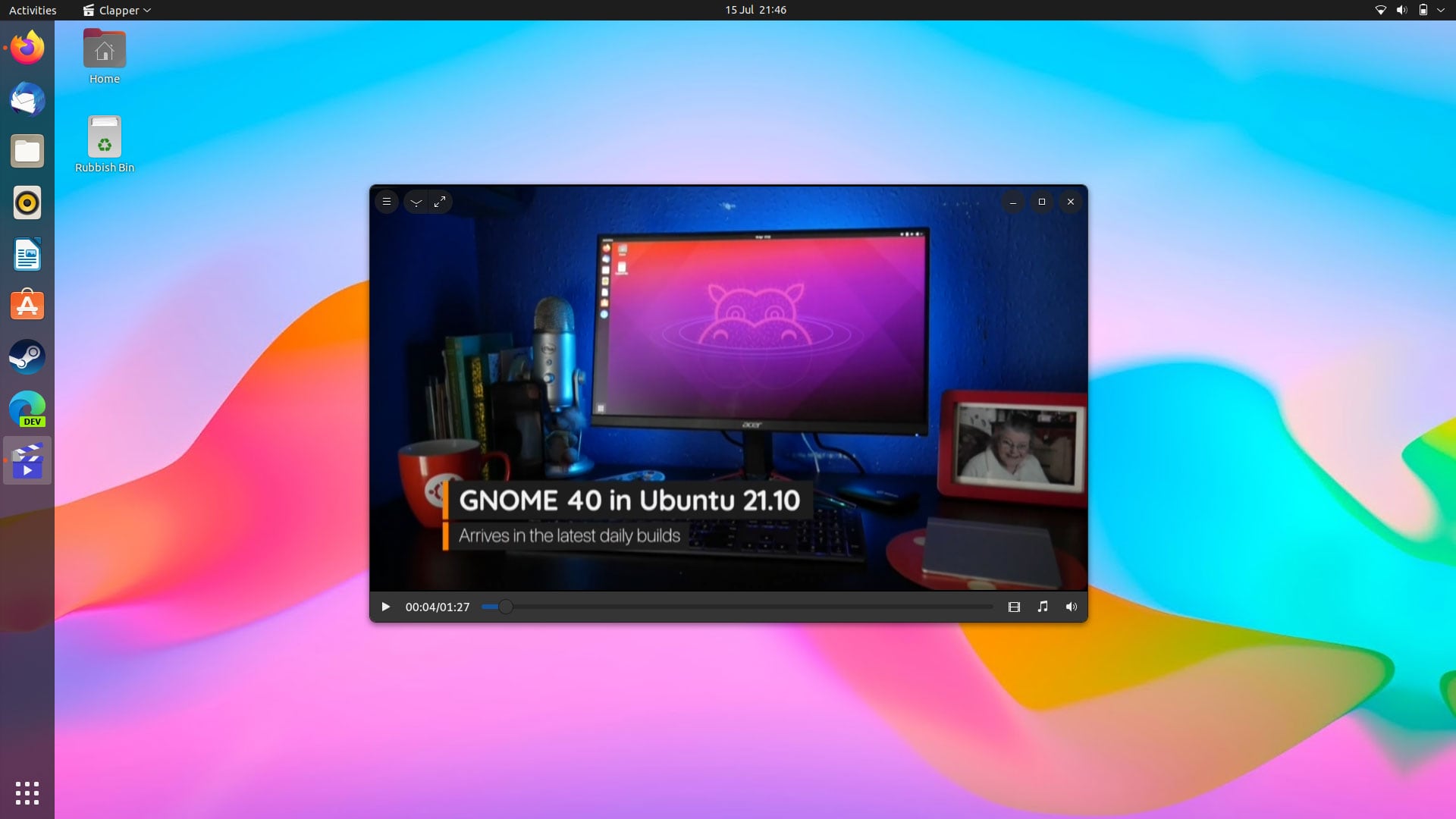 Screenshot of Clapper GTk video player