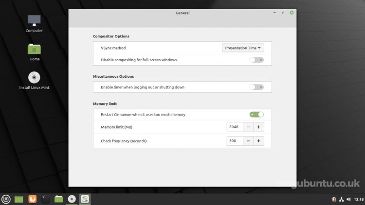 screenshot of Linux Mint 20.2 cinnamon preferences