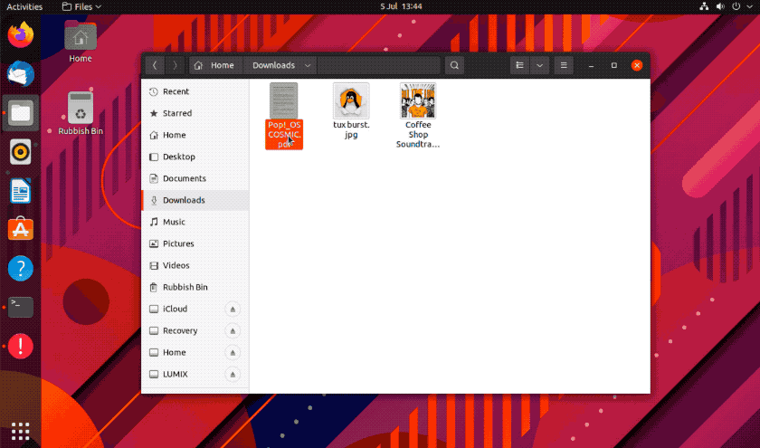 Animated gif of GNOME Sushi previewing files on Ubuntu