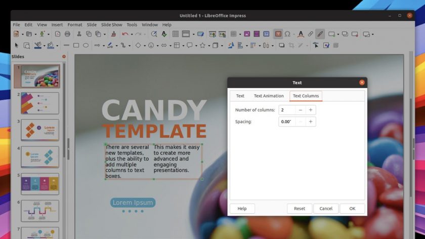 a screenshot of libreoffice impress text box attributes