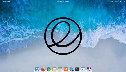 elementary OS logo on a desktop screenshot