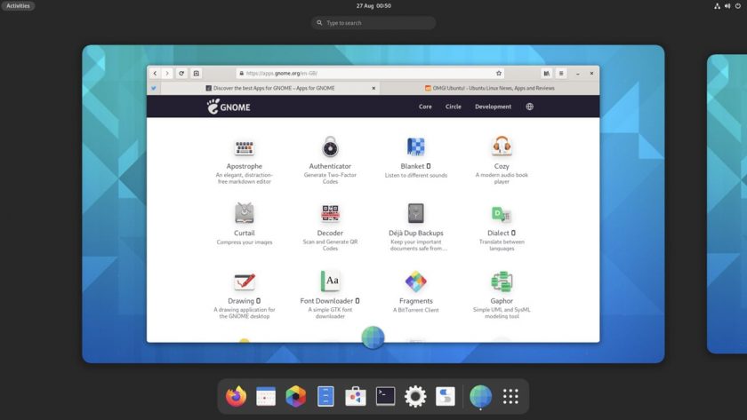 GNOME Apps website in GNOME web app