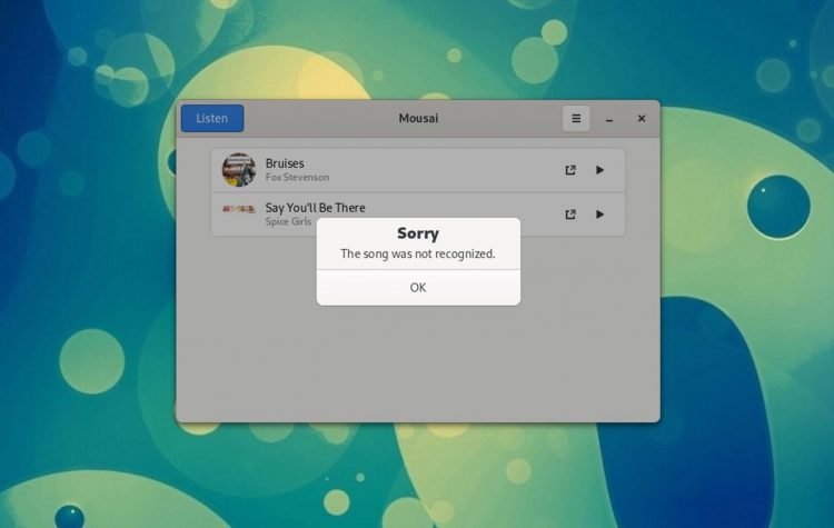 Mousai song recognition app for Linux desktop song not found
