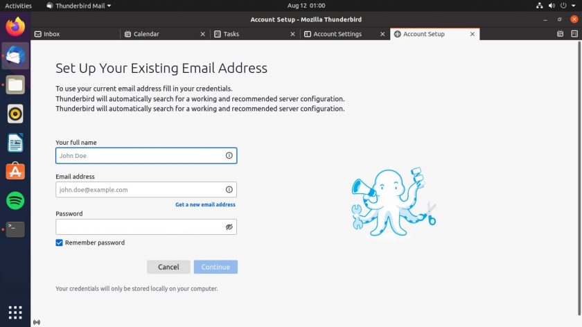a screenshot of thunderbird 91 's new email set up flow