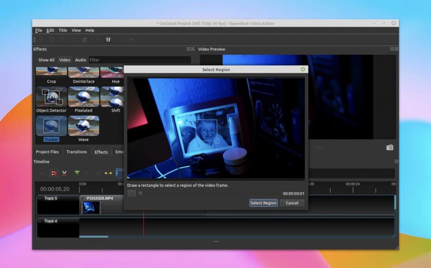 Motion tracking in OpenShot 2.6.0