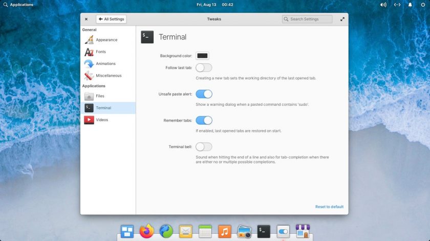 a screenshot of pantheon tweaks for elementary OS