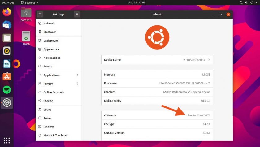 screenshot of Ubuntu 20.04.3 LTS