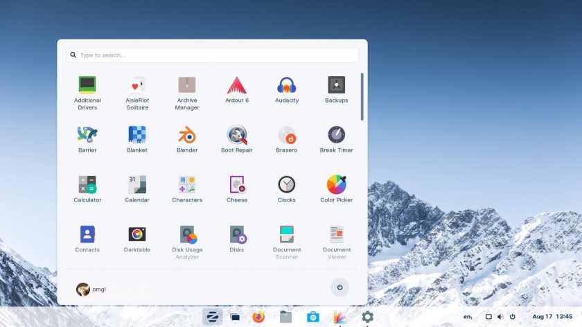 a screenshot of Zorin OS 16's windows 11 layout