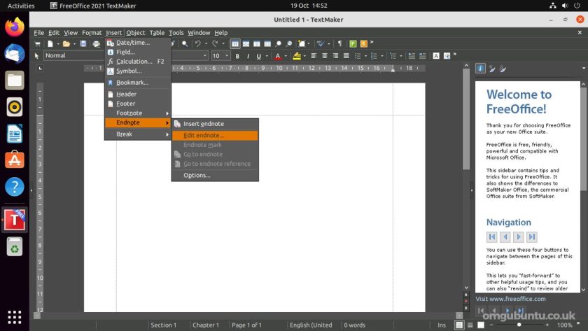 SoftMaker FreeOffice 2021 screenshot on ubuntu