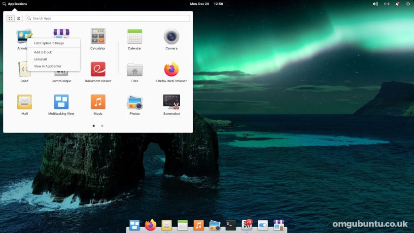 screenshot of elementary OS 6.1 app launcher