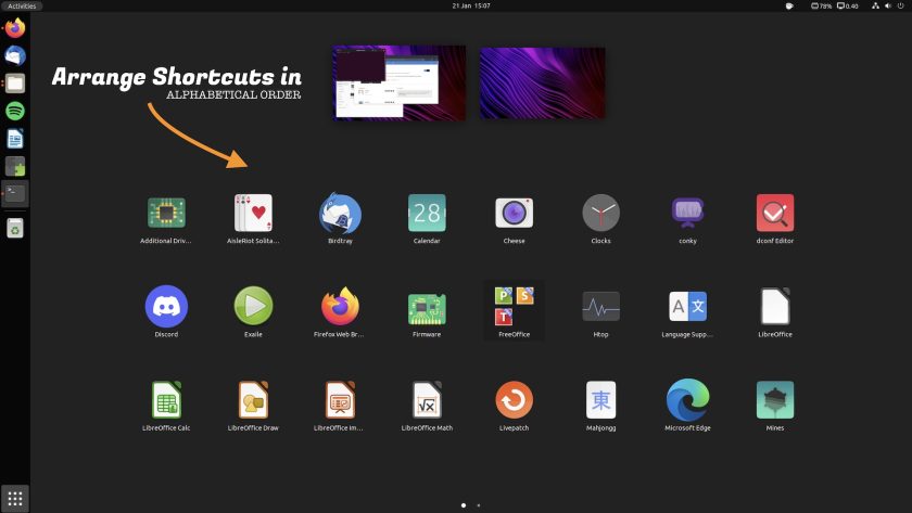 alphabetical app grid