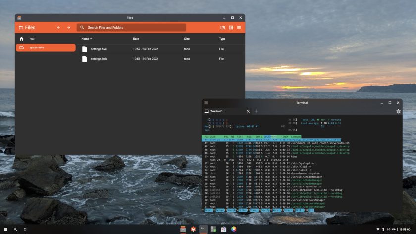 a screenshot of the file manager and terminal applications in dahlia OS linux