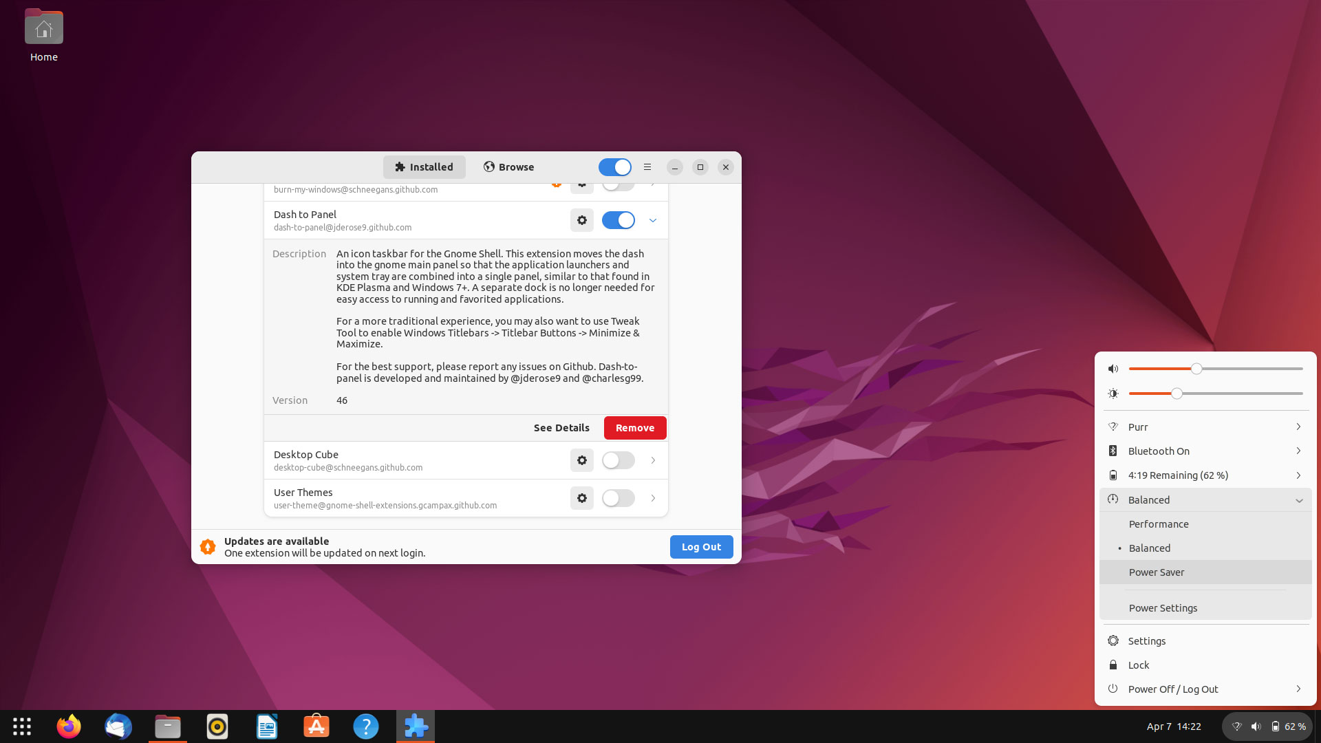 dash to panel in ubuntu 22.04 lts