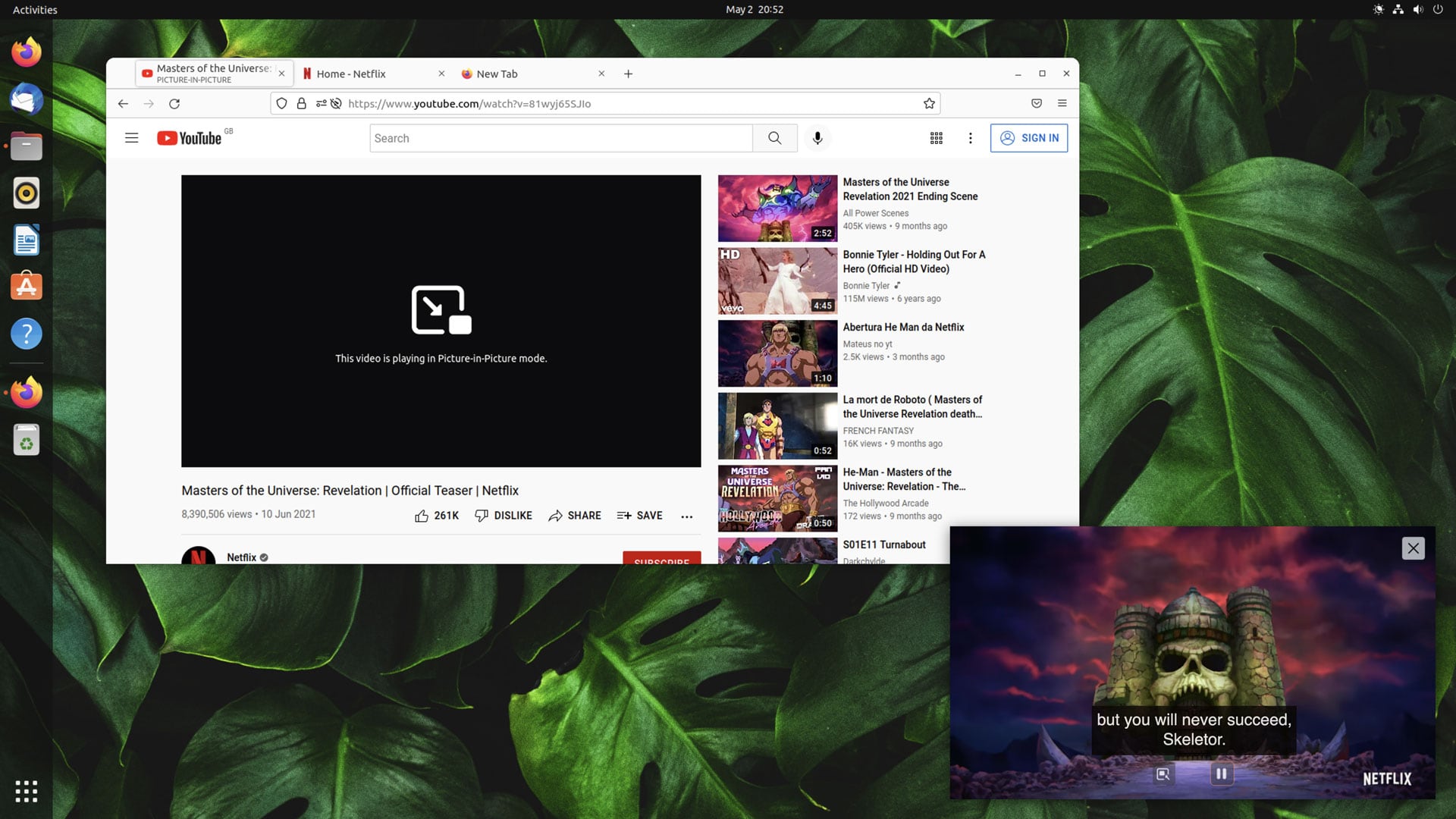 a screenshot of firefox 100 Picture in Picture mode with captions/subtitles on a YouTube video