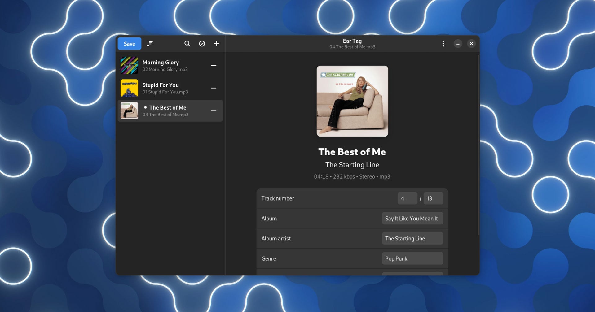 A screenshot of the Ear Tag audio tag editor for Linux