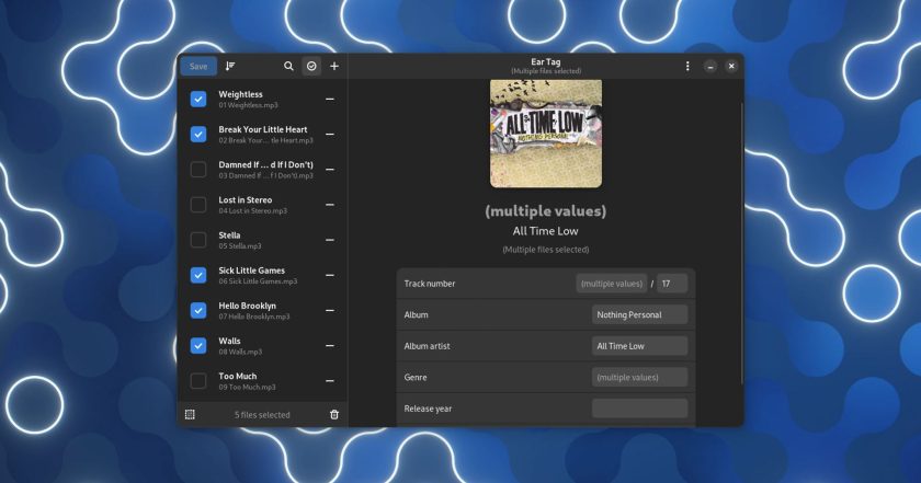 A screenshot of the Ear Tag audio tag editor for Linux