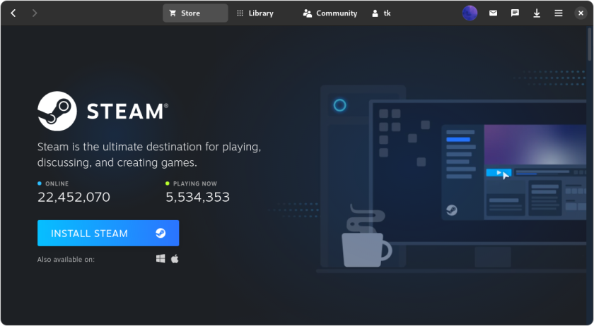 Adwaita Steam theme screenshot
