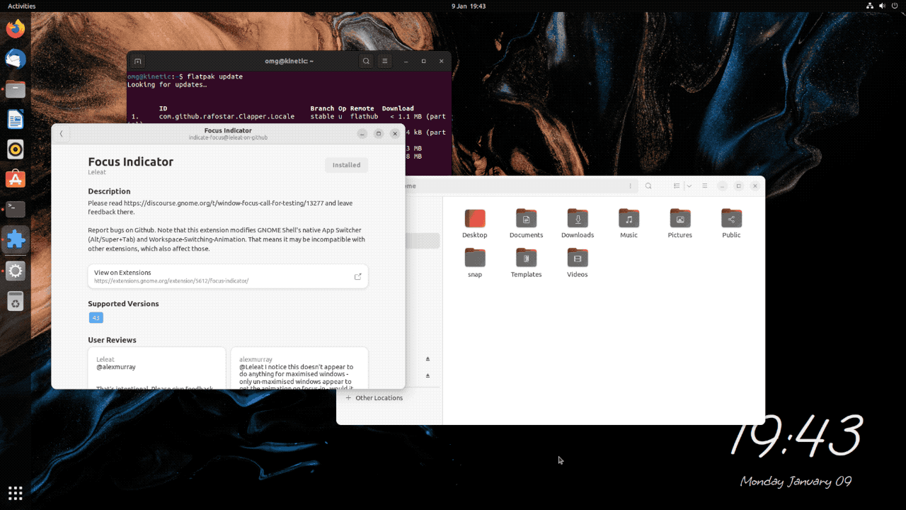 focus indicator gnome extension