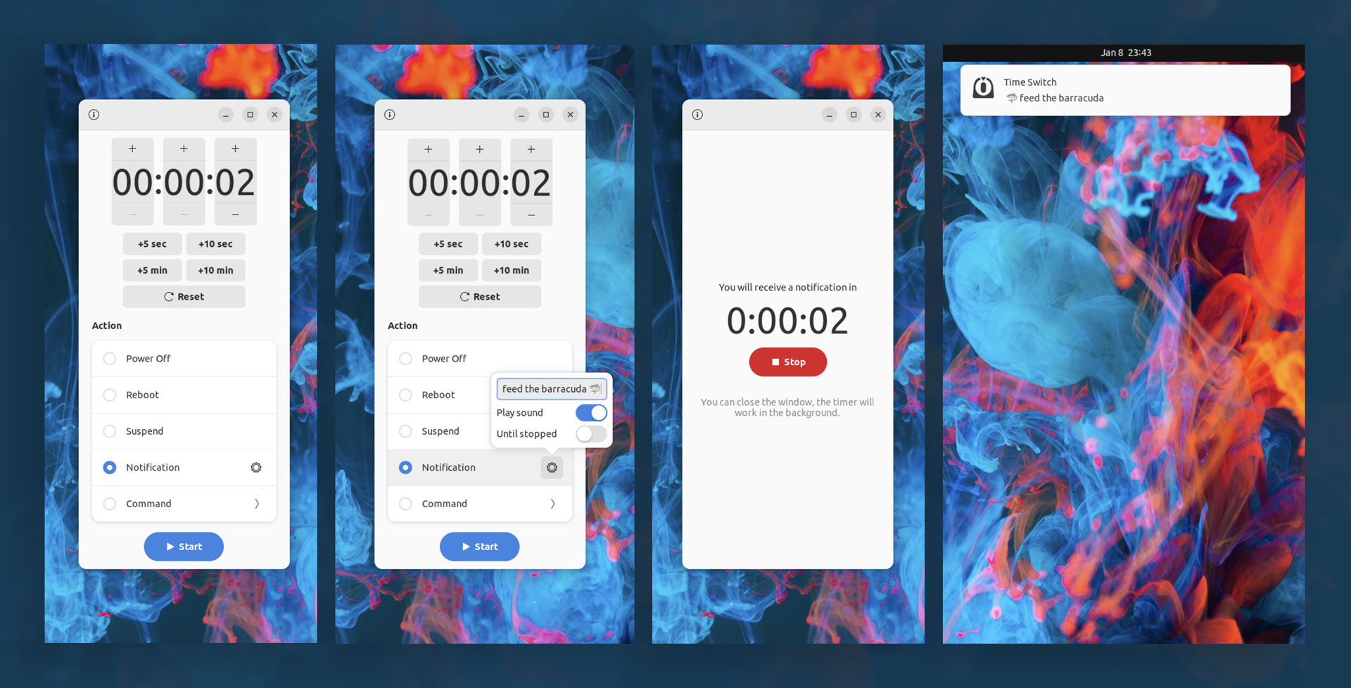 a screenshot of timeswitch schedule set to send a notification