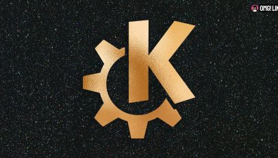 KDE logo in gold.
