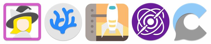 5 different icons from the Papirus icon set