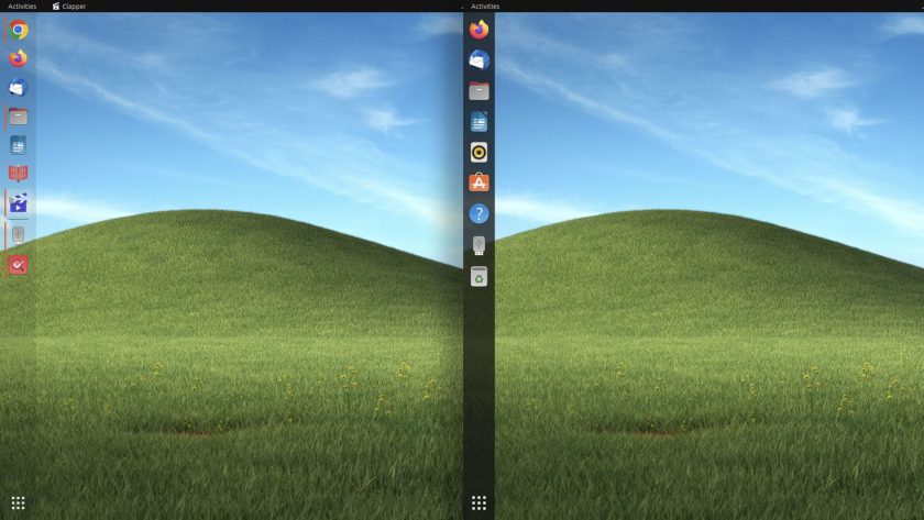 Ubuntu dock before and after.