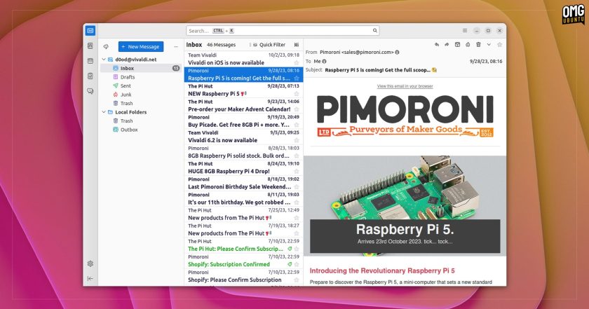Thunderbird 115 vertical mode running in Ubuntu 22.04 LTS