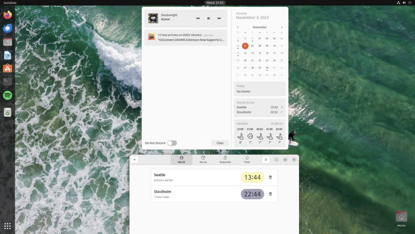 world clock gnome shell widget