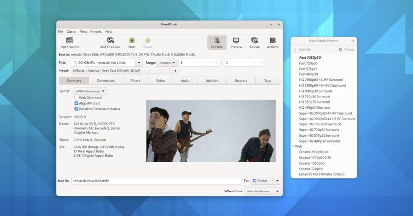 Handbrake converting to AV1
