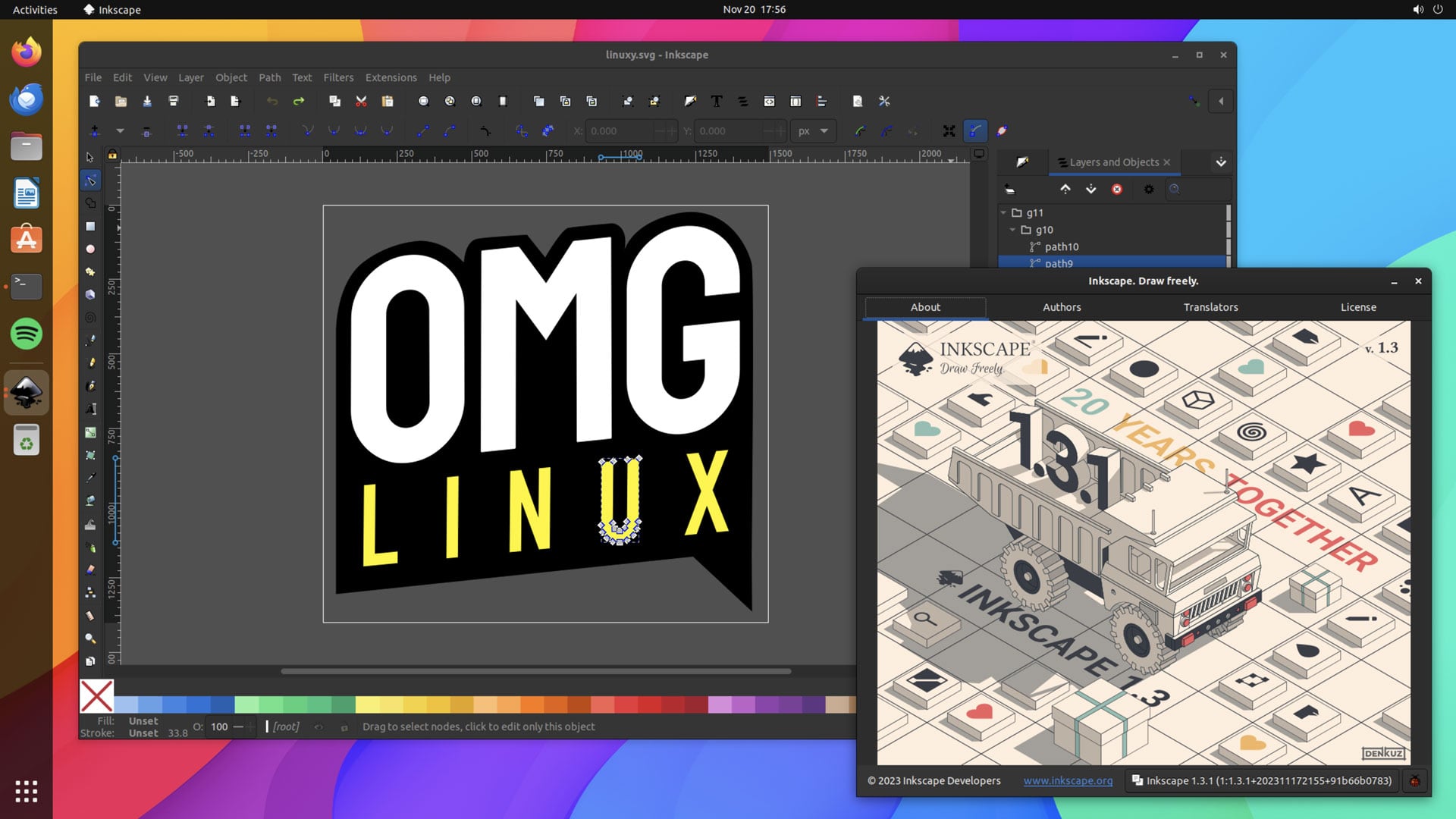Inkscape 1.3.1 on Ubuntu 23.10