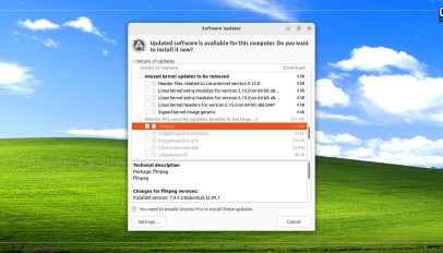 Ubuntu Pro updates in the Software Updater tool in Ubuntu 22.04 LTS