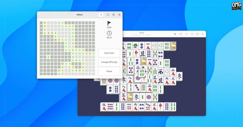 Mines and Mahjongg in Ubuntu 23.10