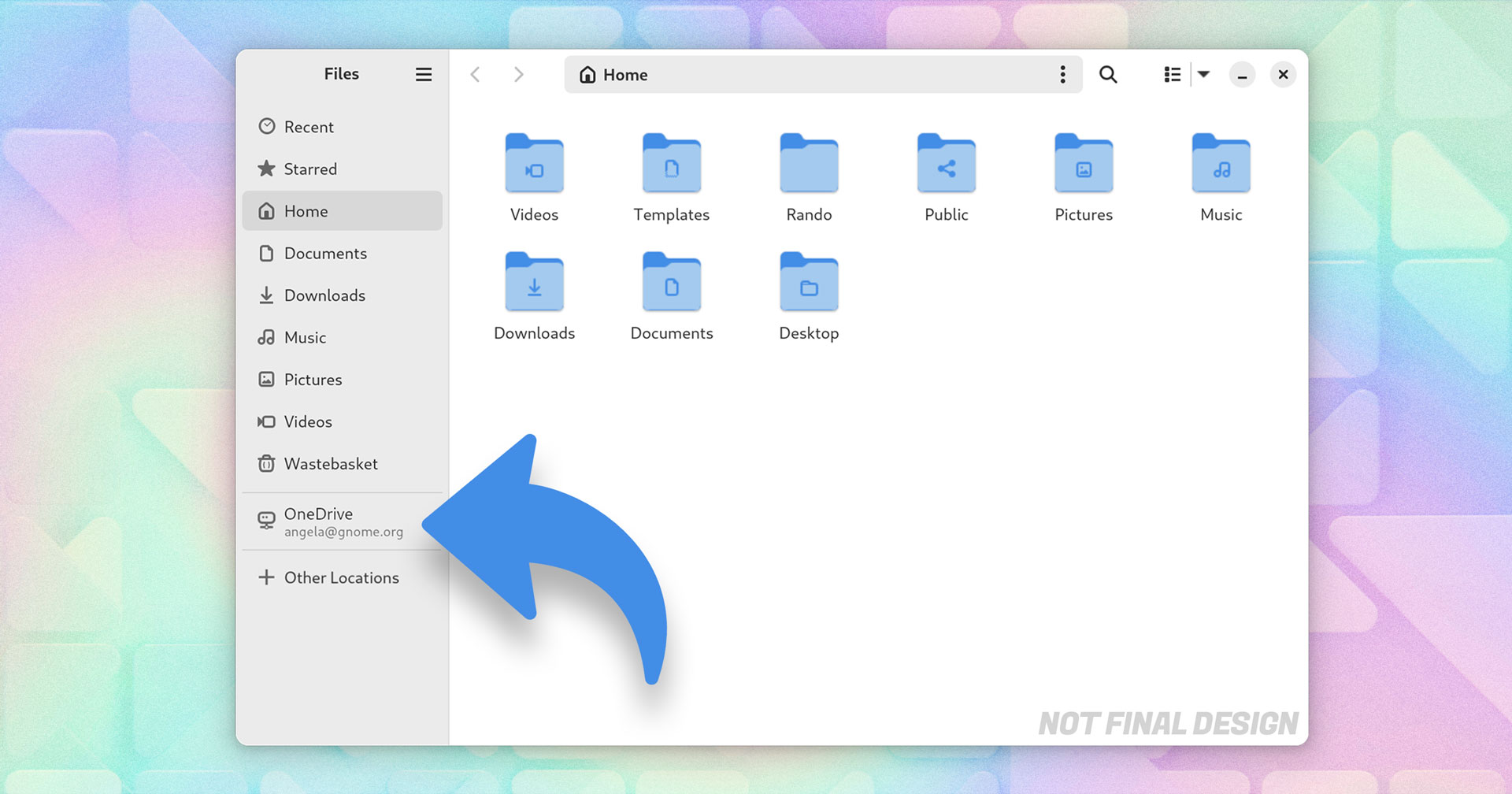 Nautilus screenshot showing OneDrive location in sidebar
