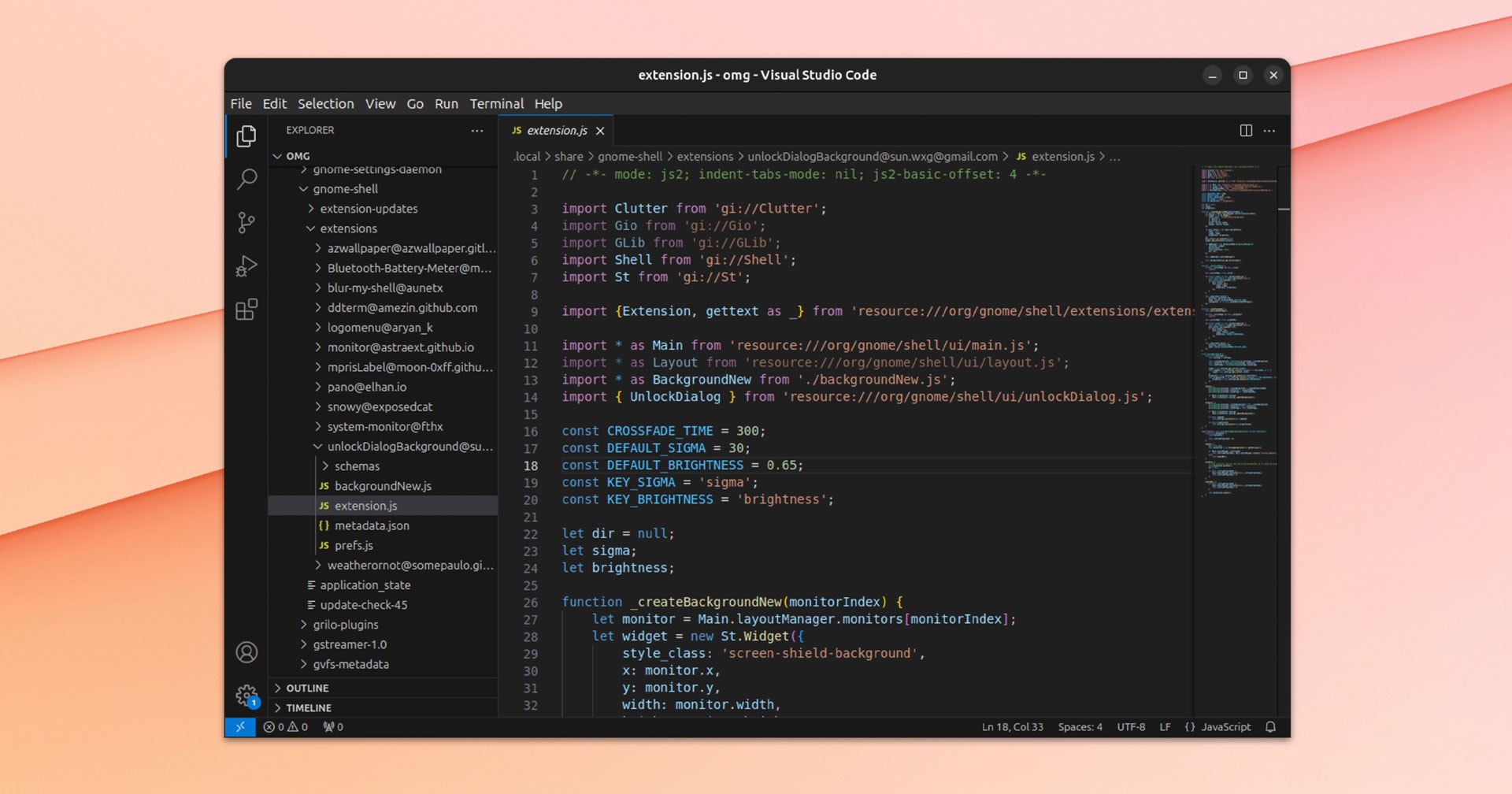 Visual Studio Code text editor in Ubuntu 23.10