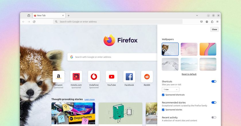 Firefox new tab wallpaper feature in development