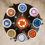 Official Ubuntu flavour logos in a circle around the Ubuntu logo.