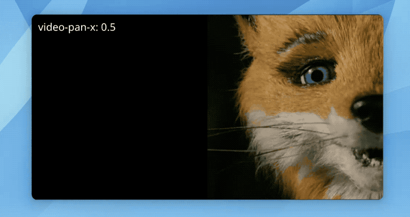 GIF of video panning and zooming in Celluloid media player for Linux