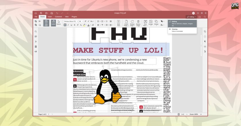 ONLYOFFICE 8.1 PDF editor editing a magazine PDF file