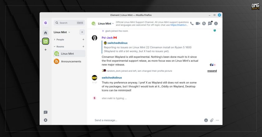 Element web app for Matrix