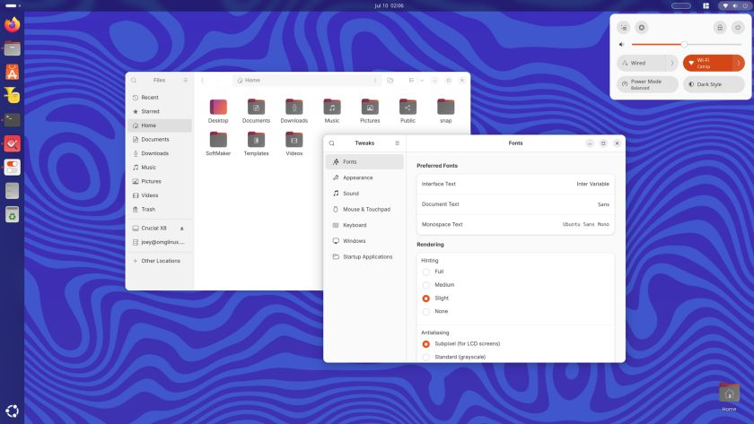 Inter 10.5 as the interface font in Ubuntu 24.04 LTS