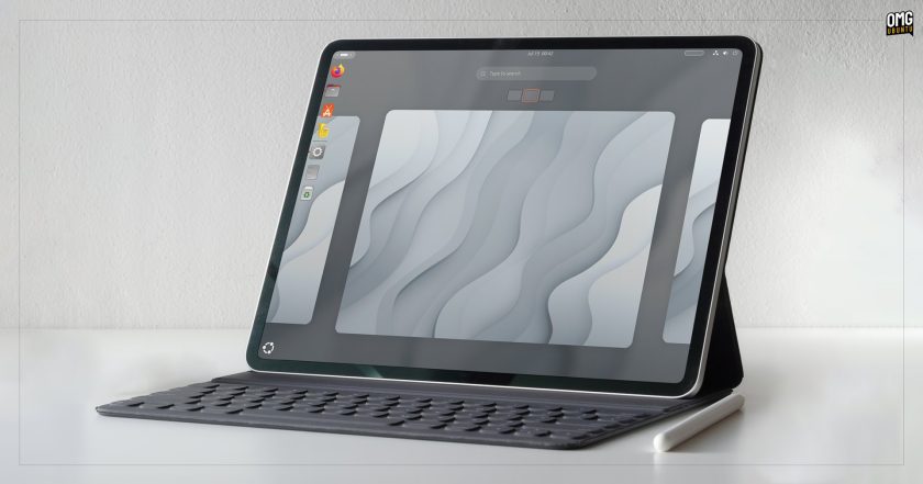 Ubuntu 24.04 LTS running on an iPad full screen (it's a mockup)