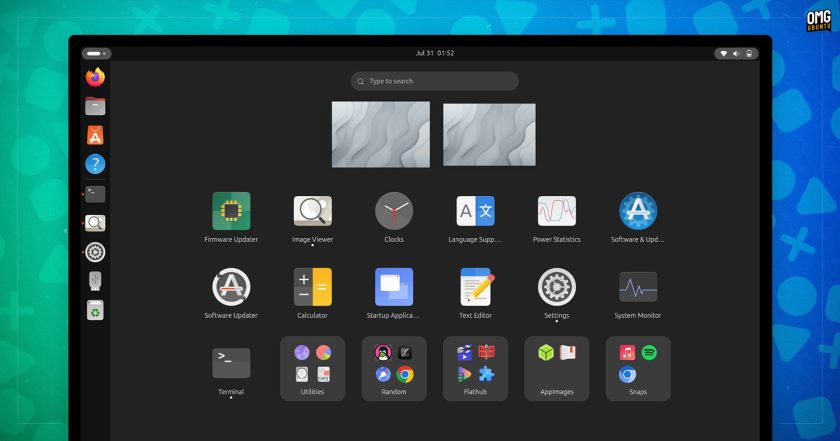 A custom app image folder in the GNOME Shell application picker.
