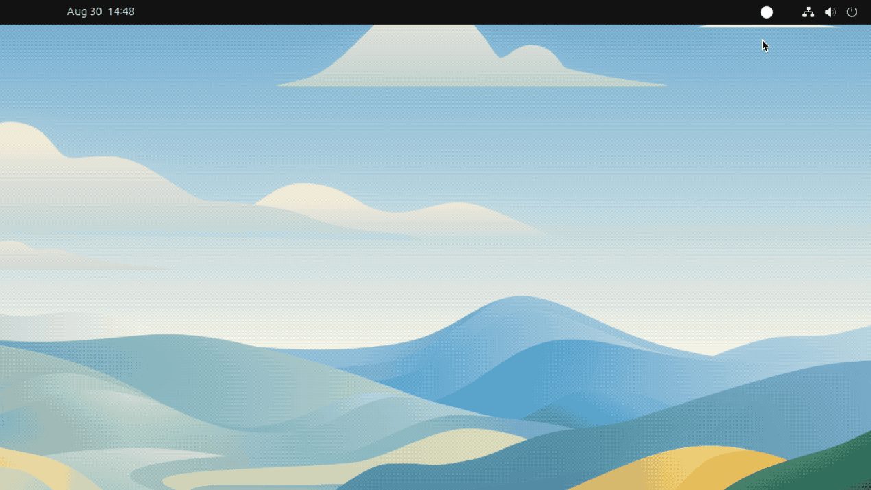 GIF shows various GNOME top bar icons being collapsed and expanded in a group