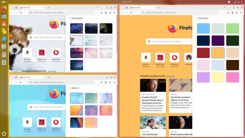 Firefox new tab wallpapers span 3 categories 