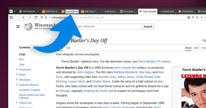 Renaming a tab in Vivaldi web browser
