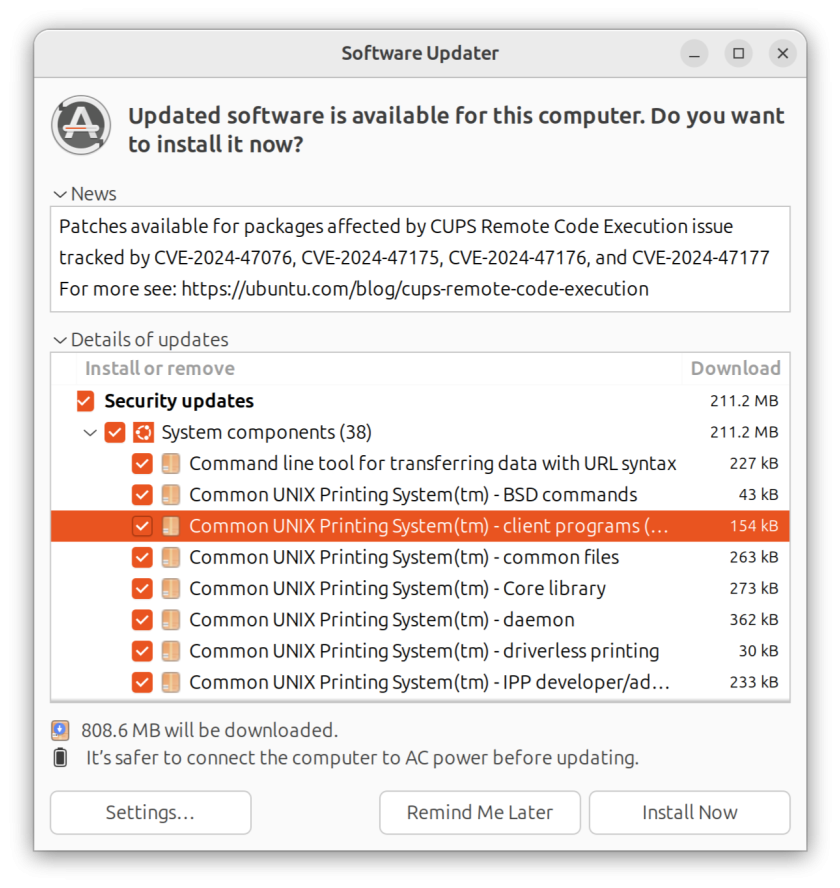 CUPS CVE security fixes in Ubuntu