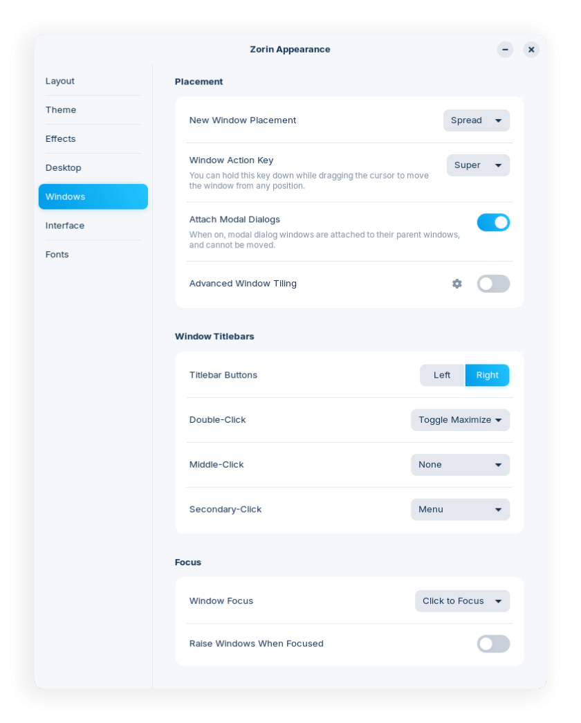 Zorin Appearance app