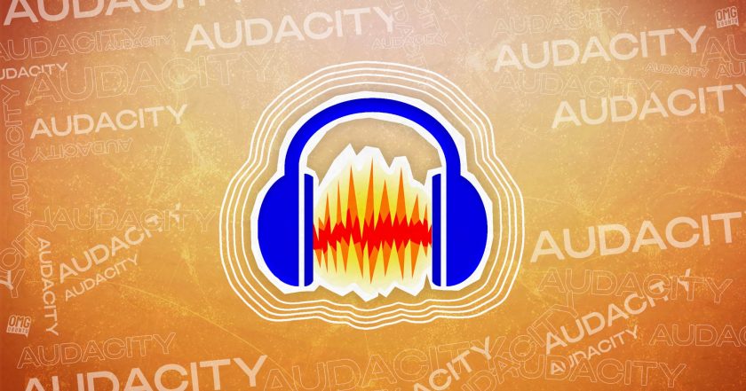 Audacity logo on an orange background