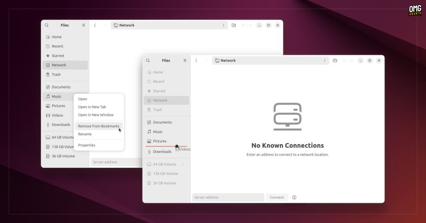 Nautilus sidebar bookmark management